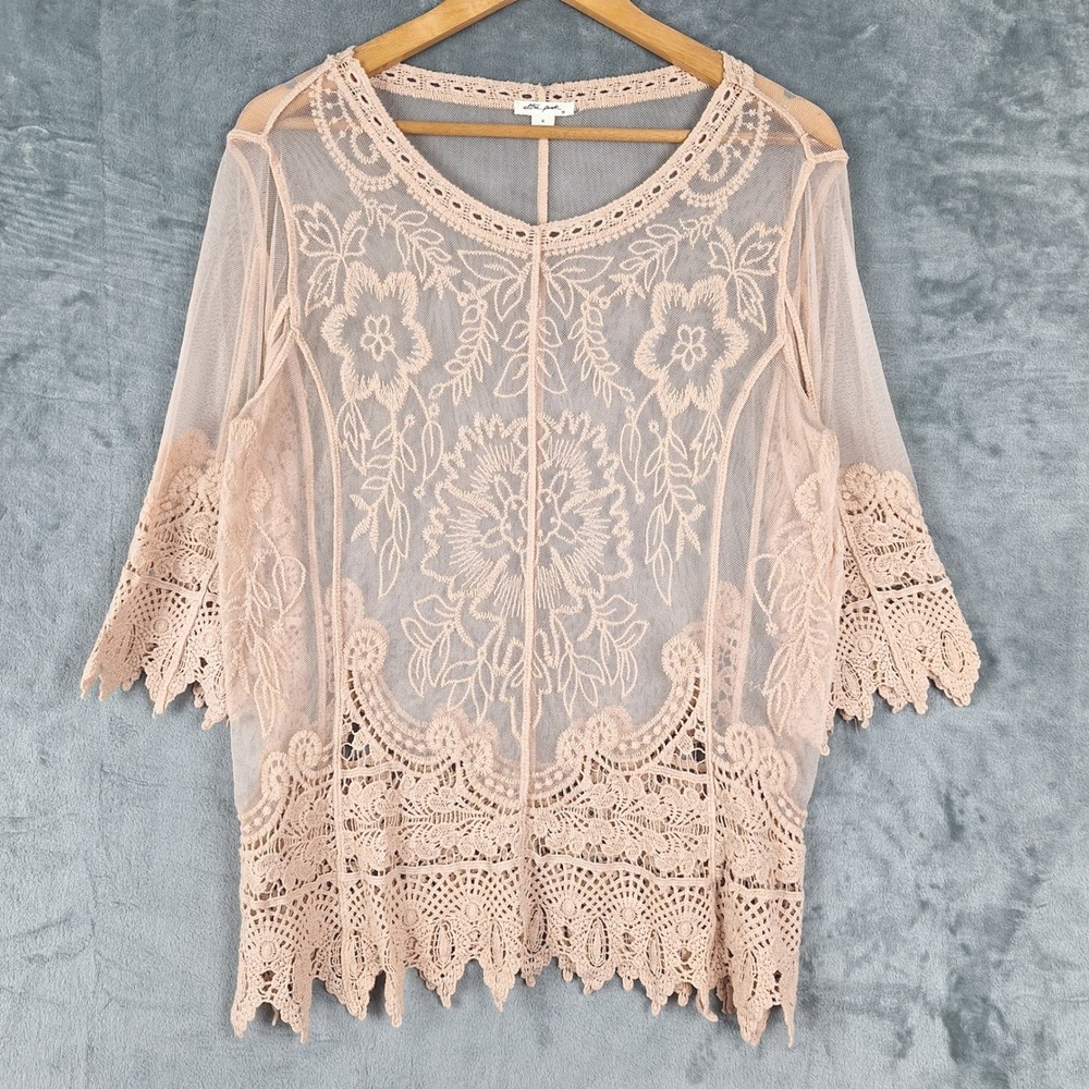 Delicate Lace Overlay Top in Blush Pink
